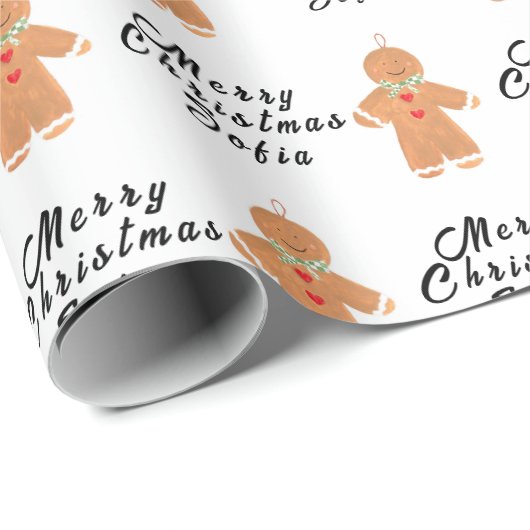 Frohe Weihnachtsbezeichnung Schwarz-weiß Gingerbre Geschenkpapier (Rolleneckpunkt)