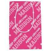 Frohe Weihnachtsbezeichnung Typografie Pink Mittlere Geschenktüte (Vorderseite)