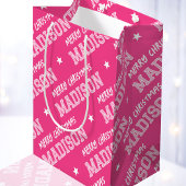 Frohe Weihnachtsbezeichnung Typografie Pink Mittlere Geschenktüte