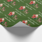 Frohe Weihnachtsbezeichnung Weihnachtsmann und Rei Geschenkpapier (Ecke)