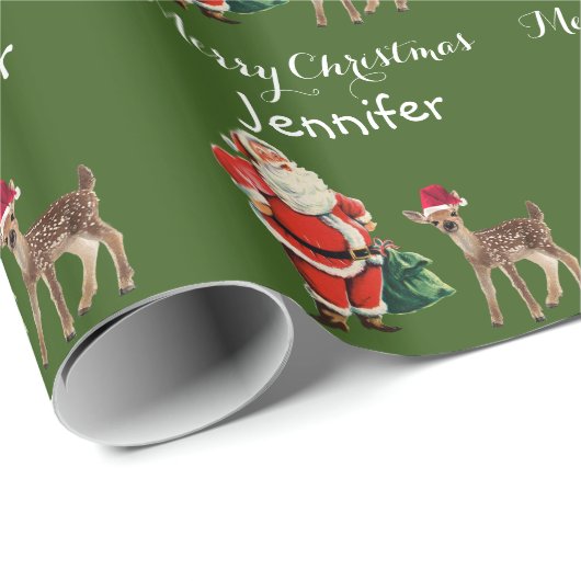 Frohe Weihnachtsbezeichnung Weihnachtsmann und Rei Geschenkpapier (Rolleneckpunkt)