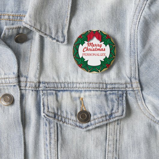 Frohe Weihnachtsbezeichnung Wreath Button (Beispiel)