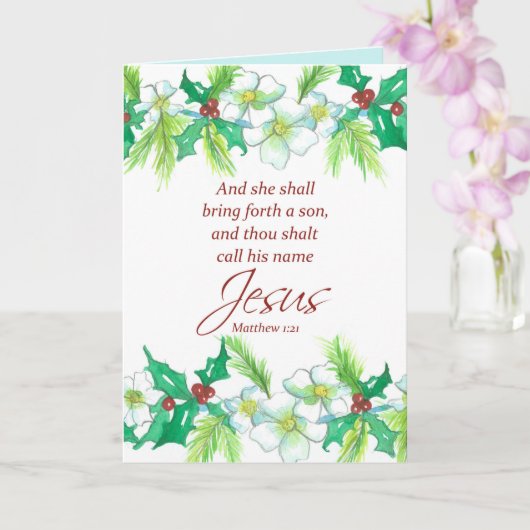 Frohe Weihnachtsbibel Verse Matthew Religious Karte (Orchidee)