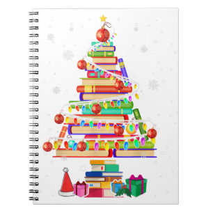 Frohe Weihnachtsbibliothek Baum niedlich Buchlover Notizblock