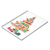 Frohe Weihnachtsbibliothek Baum niedliche Bücherbi Notizblock (Linke Seite)