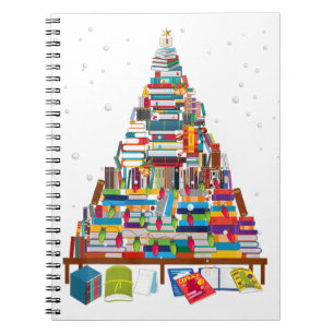 Frohe Weihnachtsbibliothek Bäume Geschenk für Bu Notizblock