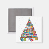 Frohe Weihnachtsbibliothek Bäume Geschenk für Buch Magnet (Vorderseite/Rückseite)