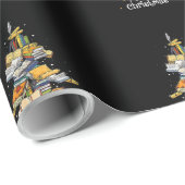 Frohe Weihnachtsbibliothek Bäume Niedliches Buch L Geschenkpapier (Rolleneckpunkt)