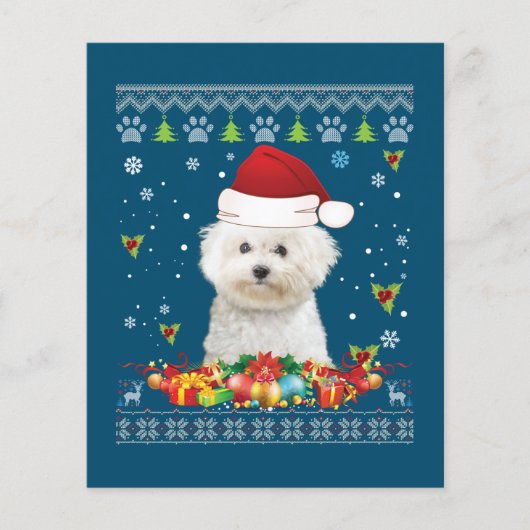Frohe Weihnachtsbichons Frise Hund Ugly Sweater Flyer (Vorne)