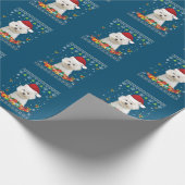 Frohe Weihnachtsbichons Frise Hund Ugly Sweater Geschenkpapier (Ecke)