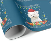 Frohe Weihnachtsbichons Frise Hund Ugly Sweater Geschenkpapier (Rolleneckpunkt)