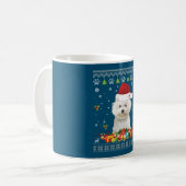 Frohe Weihnachtsbichons Frise Hund Ugly Sweater Kaffeetasse (Vorderseite Links)