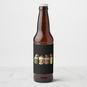 Frohe Weihnachtsbiere trinken Santa Beer Lover Bierflaschenetikett