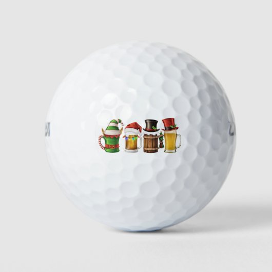 Frohe Weihnachtsbiere trinken Santa Beer Lover Golfball (Vorderseite)