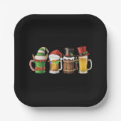 Frohe Weihnachtsbiere trinken Santa Beer Lover Pappteller (Vorderseite)