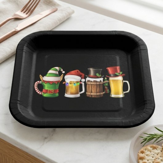 Frohe Weihnachtsbiere trinken Santa Beer Lover Pappteller