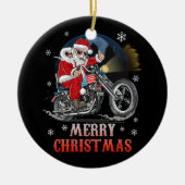 Frohe Weihnachtsbiker Weihnachtsmann Motorrad Fan  Keramik Ornament (Vorne)
