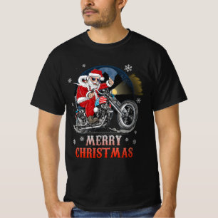 Frohe Weihnachtsbiker Weihnachtsmann Motorrad Fan  T-Shirt