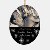 Frohe Weihnachtsbilder Schneeflocken Keramikornament (Rechts)