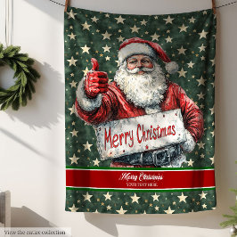 Frohe Weihnachtsblanket mit Vintager Santa Art Fleecedecke