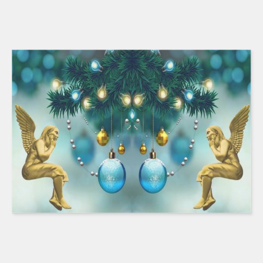 Frohe Weihnachtsblätter Wrapping Paper Geschenkpapier Set (Vorderseite 3)