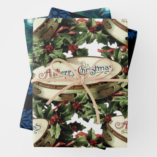 Frohe Weihnachtsblätter Wrapping Paper Geschenkpapier Set (Beispiel)