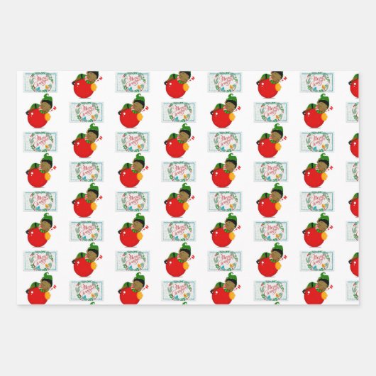 Frohe Weihnachtsblätter Wrapping Paper Geschenkpapier Set (Vorderseite 3)