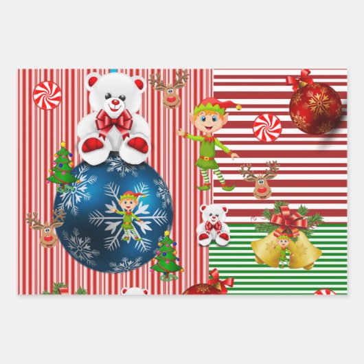 Frohe Weihnachtsblätter Wrapping Paper Geschenkpapier Set (Vorderseite)