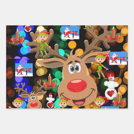 Frohe Weihnachtsblätter Wrapping Paper Geschenkpapier Set (Vorderseite)