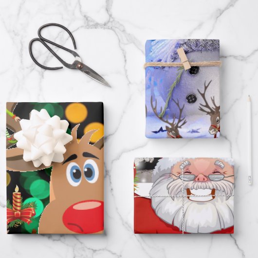 Frohe Weihnachtsblätter Wrapping Paper Geschenkpapier Set (Vorderseite)