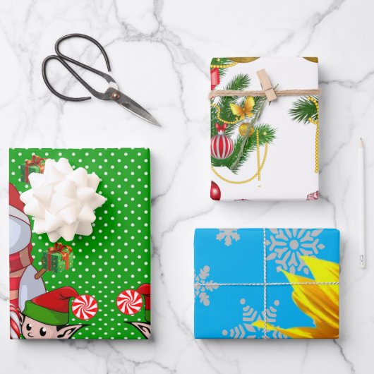 Frohe Weihnachtsblätter Wrapping Paper Geschenkpapier Set (Vorderseite)