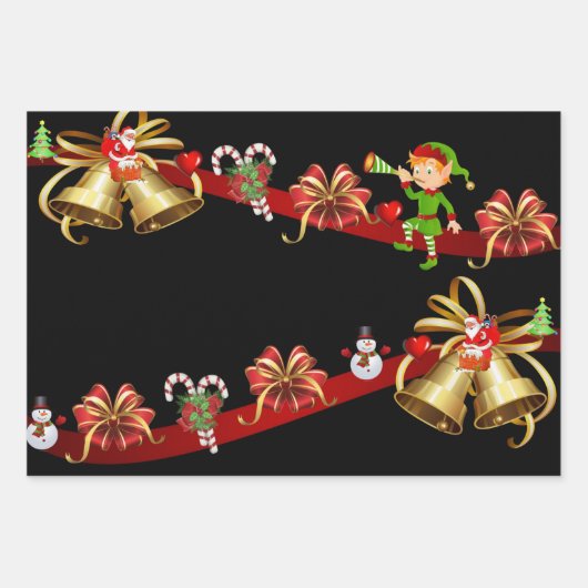 Frohe Weihnachtsblätter Wrapping Paper Geschenkpapier Set (Vorderseite)