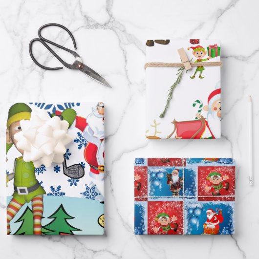 Frohe Weihnachtsblätter Wrapping Paper Geschenkpapier Set (Vorderseite)