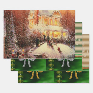 Frohe Weihnachtsblätter Wrapping Paper Geschenkpapier Set