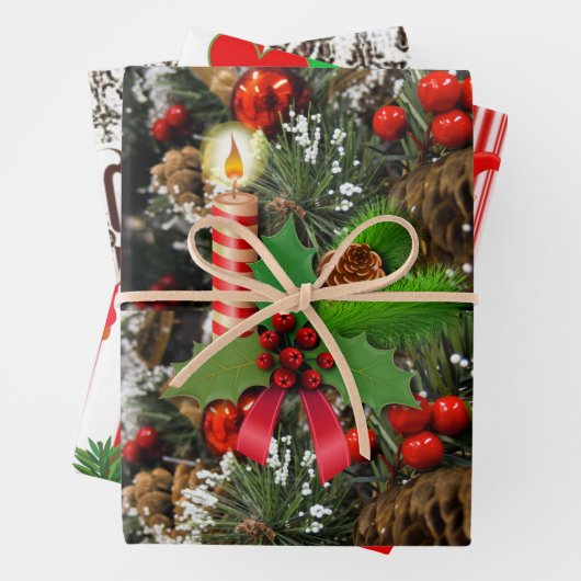 Frohe Weihnachtsblätter Wrapping Paper Geschenkpapier Set (Beispiel)