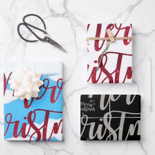 Frohe Weihnachtsblätter Wrapping Paper Geschenkpapier Set (Vorderseite)