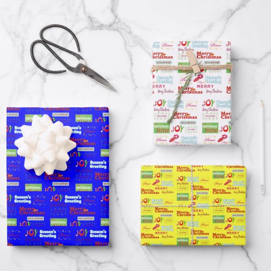 Frohe Weihnachtsblätter wrapping Paper Joy Geschenkpapier Set (Vorderseite)