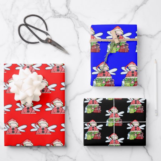 Frohe Weihnachtsblätter Wrapping Paper Santa Geschenkpapier Set (Vorderseite)