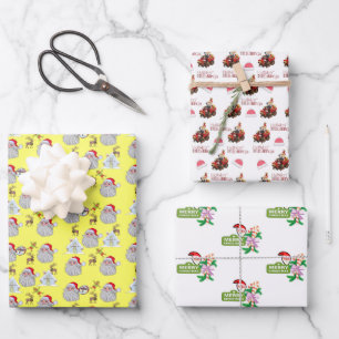 Frohe Weihnachtsblätter Wrapping Paper Santa Geschenkpapier Set