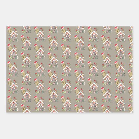 Frohe Weihnachtsblätter Wrapping Paper Weihnachten Geschenkpapier Set (Vorderseite 3)