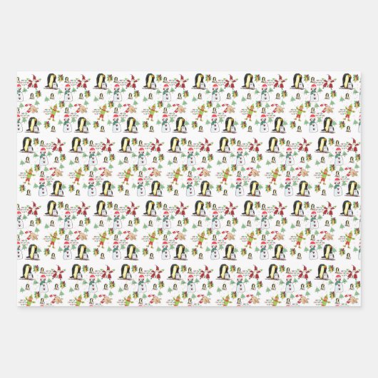 Frohe Weihnachtsblätter Wrapping Papier Pinguin (Vorderseite 2)