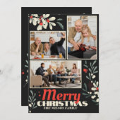 Frohe Weihnachtsblätterfamilie Foto Collage Feiertagskarte (Vorne/Hinten)