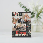 Frohe Weihnachtsblätterfamilie Foto Collage Feiertagspostkarte (Stehend Vorderseite)