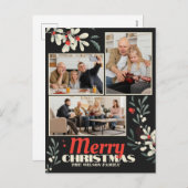 Frohe Weihnachtsblätterfamilie Foto Collage Feiertagspostkarte (Vorne/Hinten)