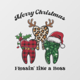 Frohe Weihnachtsblüte wie ein Boss Fensteraufkleber