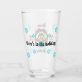 Frohe Weihnachtsbohe, Kranz, Glocken und Schneeflo Glas (Rückseite)