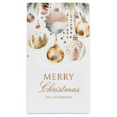 Frohe Weihnachtsboho metallischen Baubles Aquarell Kleine Geschenktüte (Rückseite)