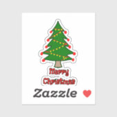Frohe Weihnachtsbotschaft mit Weihnachtsbaum Aufkleber (Blatt)