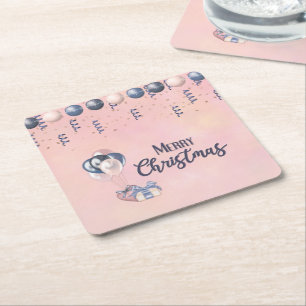 Frohe Weihnachtsbotschaften Baubles, Geschenke & B Rechteckiger Pappuntersetzer