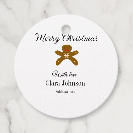 Frohe Weihnachtsbraun-Kekse fügen Namen mit Liebe  Geschenkanhänger (Vorderseite)